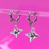 Punk Sliver Color Stainless Steel Hollowed-out Five-pointed Star Rivets Spike Ball Pendant Hoop Earrings for Women Men Jewelry
