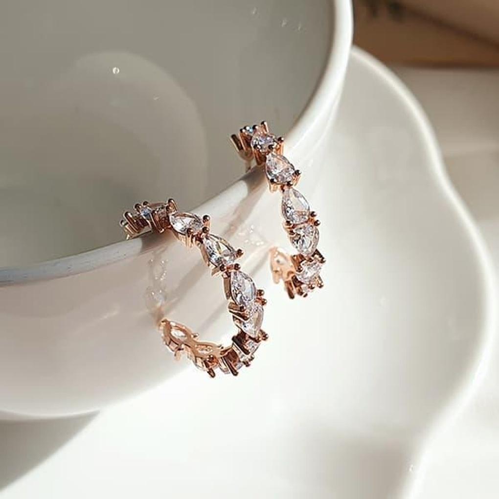 Women's (925 silver 18K gold plating) Dochi cubic ring earrings