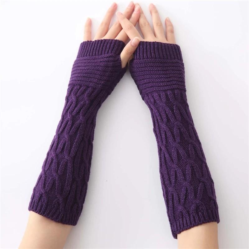 Long Fingerless Gloves Women‘s Mitten Winter Arm Warmer Knitted Sleeve Fine Casual Soft Girls Goth Clothes Punk Gothic Glove