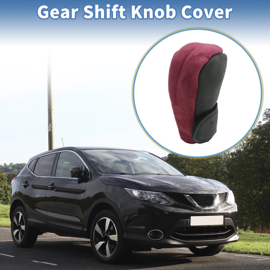A ABSOPRO Gear Shift Knob Cover Decoration 11x5.5cm/4.33"x2.17" Stick Shift Handle Protector Suede Red 1pc
