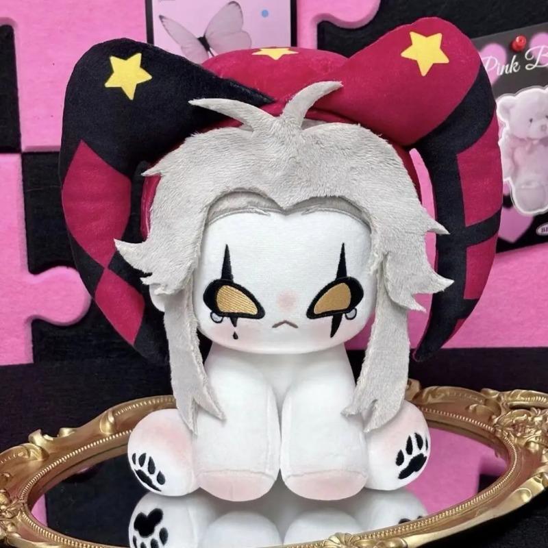 Anime Der verrückte Zirkus Pierrot Langohren Hut 20cm Sitzende Haltung Figuren Kissen Weicher Körper Maskottchen Plüschtiere Kissen Sofakissen