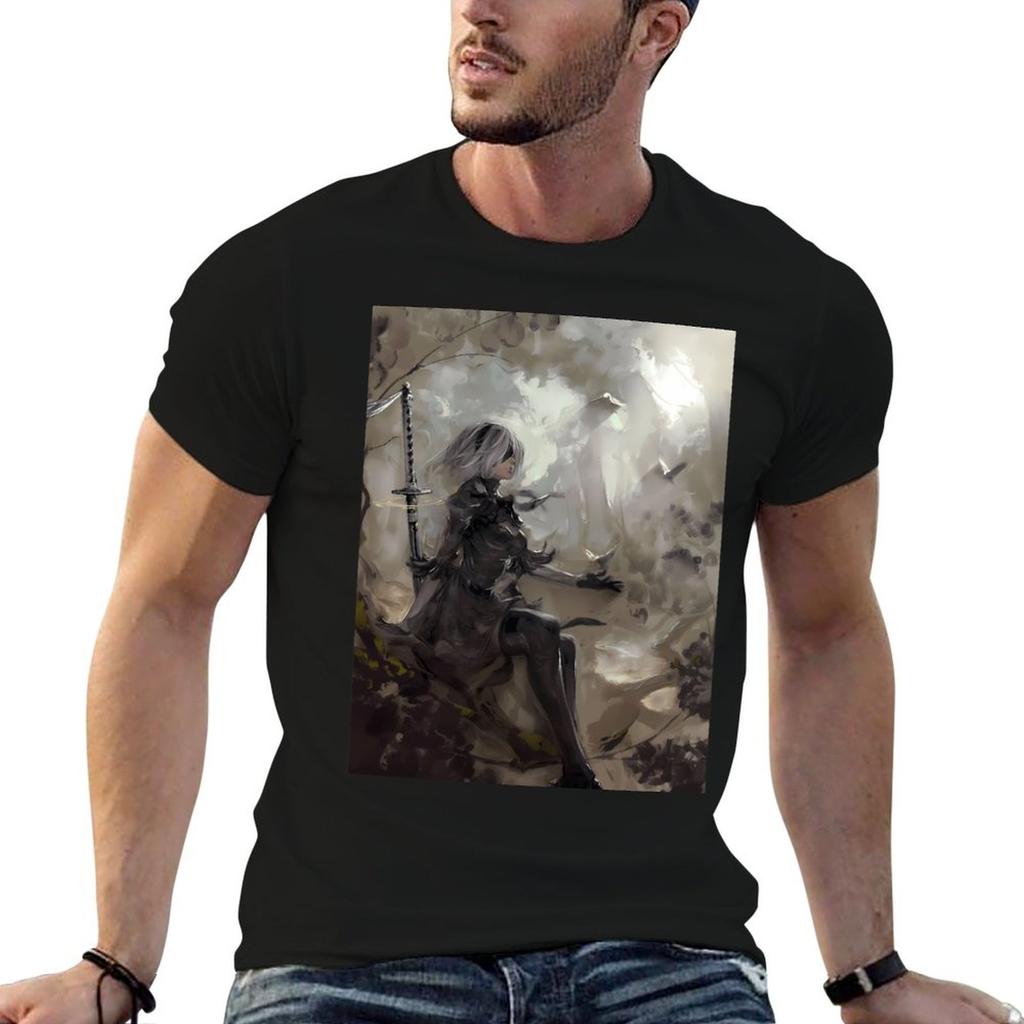 Nier Automata T-Shirt Man T Shirts Cotton Man T Shirts for Men Funny T Shirts Dark Humor T-shir