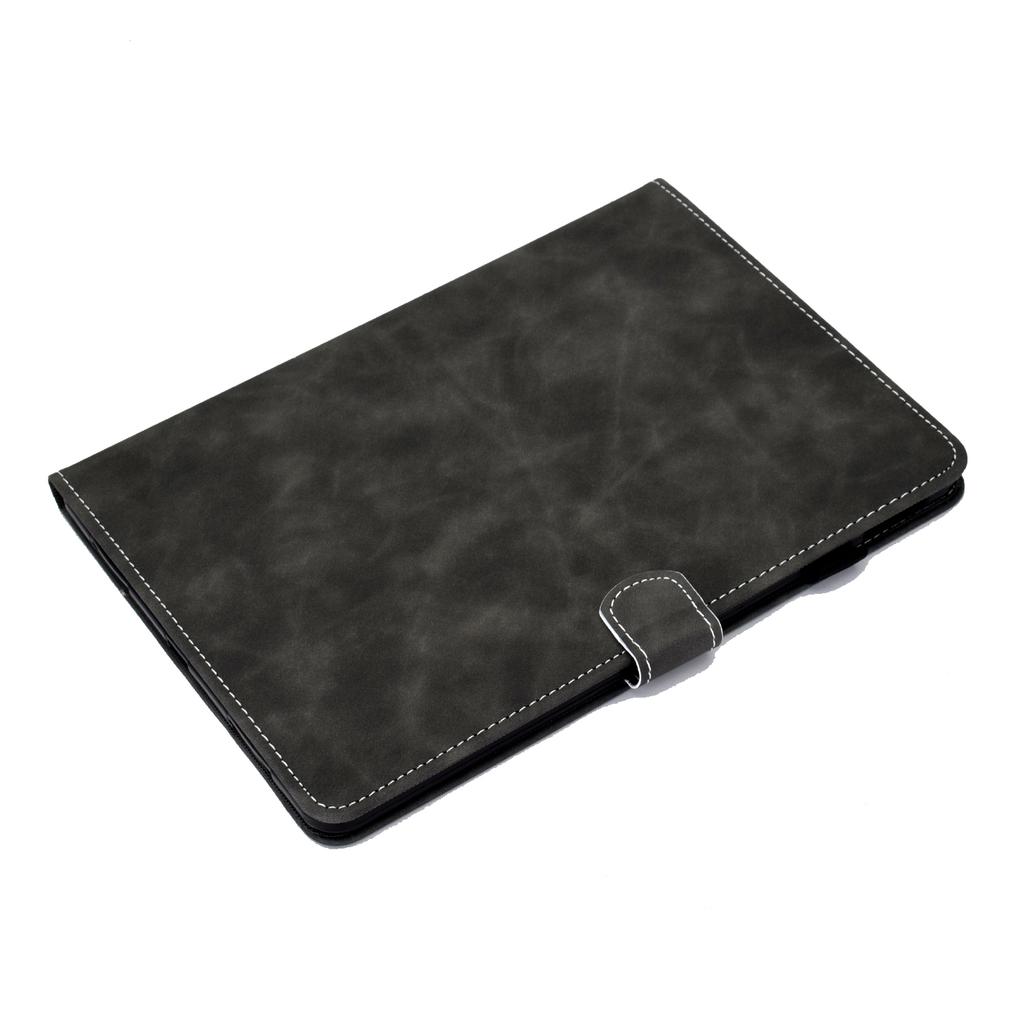 For iPad Pro 11 (2024) Cowhide Texture PU Leather Stand Tablet Case Card Holder Cover with Pen Holder Loop