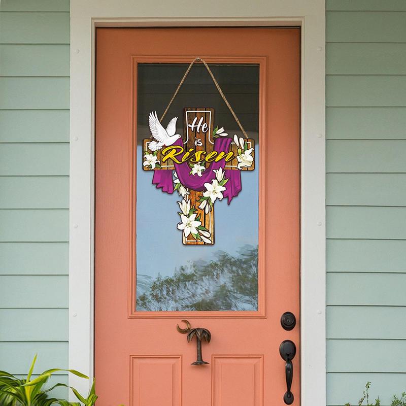 He Is Risen Welcome Sign Easter Wooden Welcome Sign He Is Risen Religious Jesus Theme Indoor Outdoor Seasonal Floral Decor For China Mainland