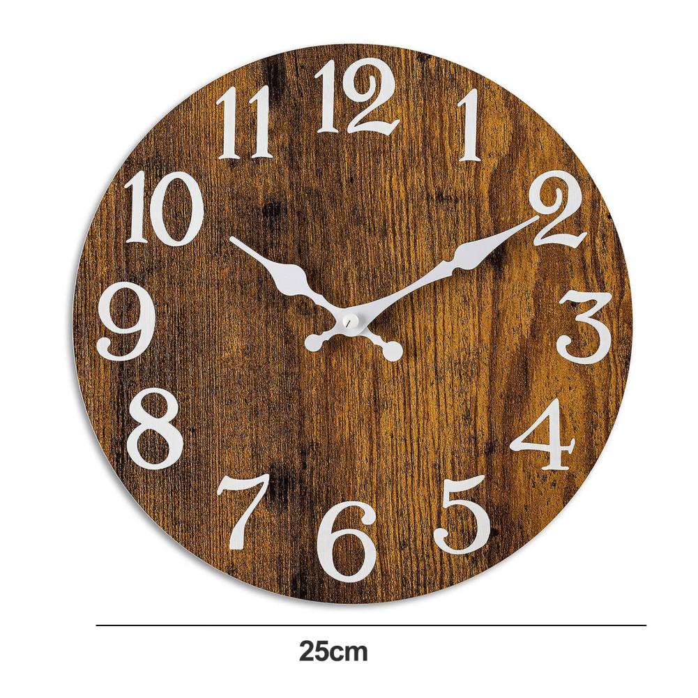 Wooden Wall Clock Number Wall Clock Vintage Rustic Wood Wall Clock Silent Non Ticking Analog Timepiece for Room Bedroom Decor