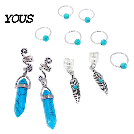 Multi-strand Braid Buckle 10Pcs Hair Buckles, Feather Style Dreadlocks Accessories, Alloy Bohemian Clip Open Design Clips for Thin Thick Multi-Strand