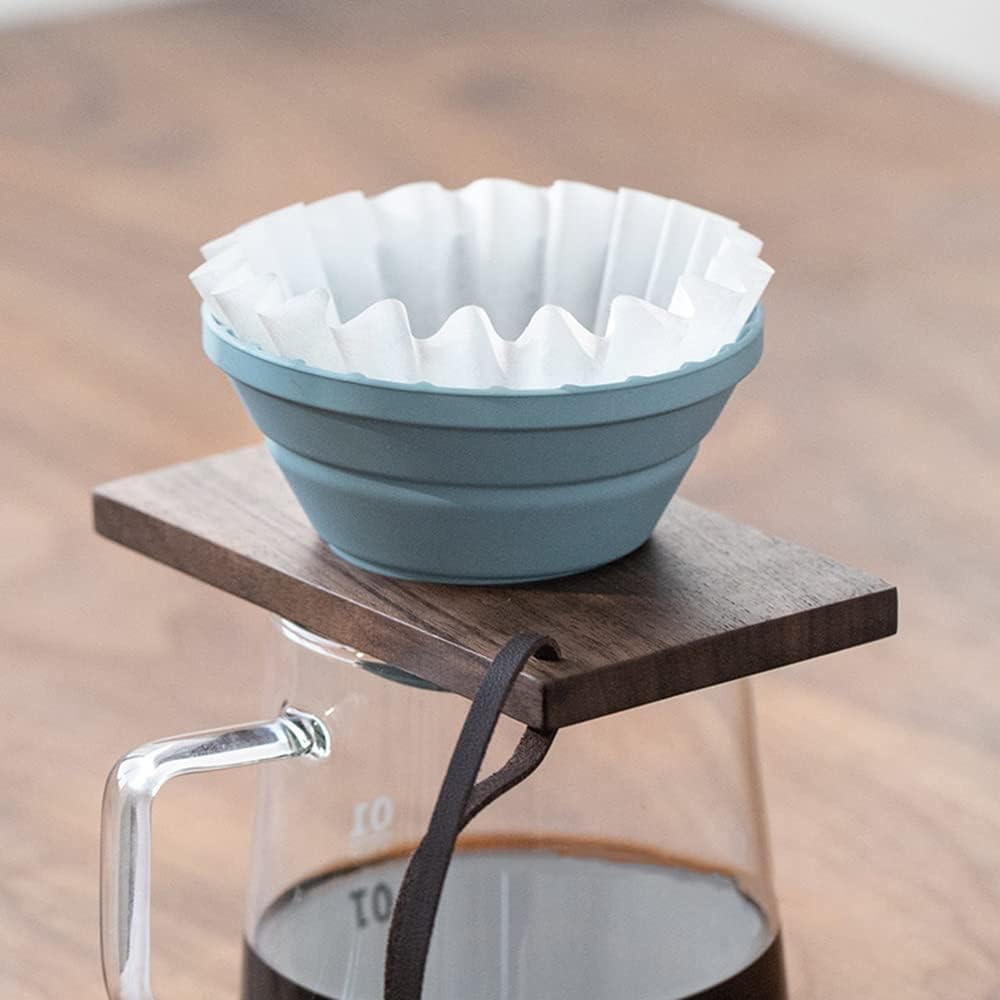 Pour Over Coffee Dripper,V60 and Cake Cup Filter Paper Silicone Coffee Funnel Filter,Reusable Dripper Coffee Filter with Wood Base Coffee Dripper