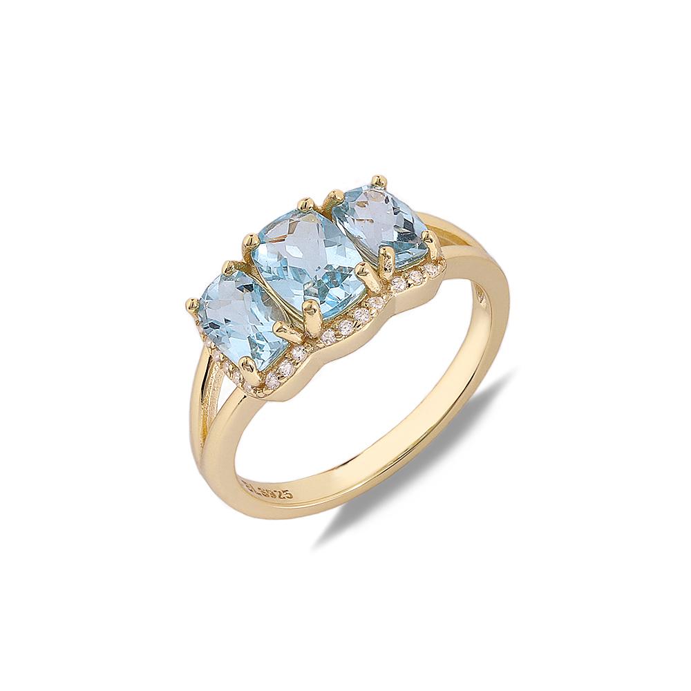 Natürlicher Himmelblauer Topas Ring Ohrringe Set 925er Sterlingsilber November Geburtsstein Feinschmuck für Damen Jubiläumsparty Geschenk