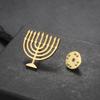 Teamer Menora Kerzenhalter Brosche Herren Damen Edelstahl Glaubenslampe Hemd Anzug Abzeichen Pin Religiöse Je Accessoires Geschenk
