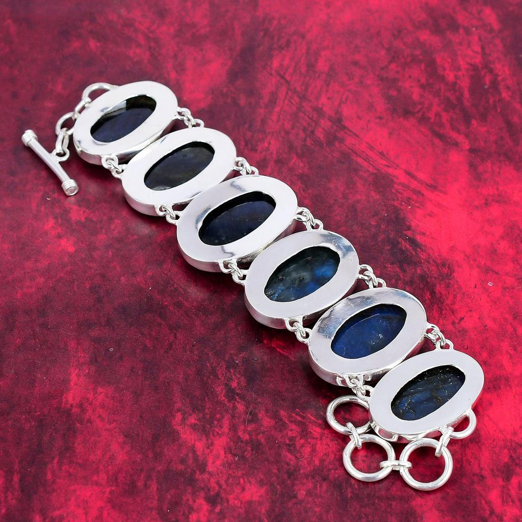 Labradorit Armband Smycken, Handgjorda Smycken, 925 Massivt Sterlingsilver Smycken, Ädelstensarmband Justerbart Kedjearmband För Bröllopspresent