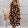 Plus Size V Neck Sleeveless Dress Chinese Ink Lotus Print For Garden Sightseeing Trip