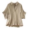 Women's Short Sleeve Retro Batwing Tencel Satin Shirt