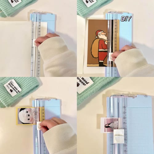 Lightweight, Multi-functional Paper Trimmer with Slide Cutter, Blue, Portable, for Cutting Cardstock, Copy Paper, Business Cards, Photos, and Cards, C