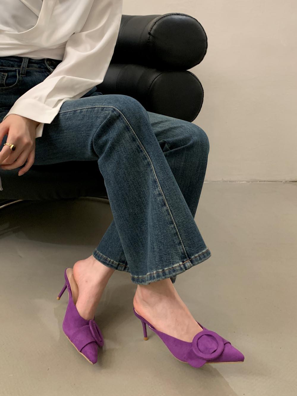 

Баотоу тапочки верхняя одежда тонкие каблуки новые высокие каблуки модная женская обувь универсальные остроносые туфли на высоком каблуке тапочки женские 41 фиолетовый