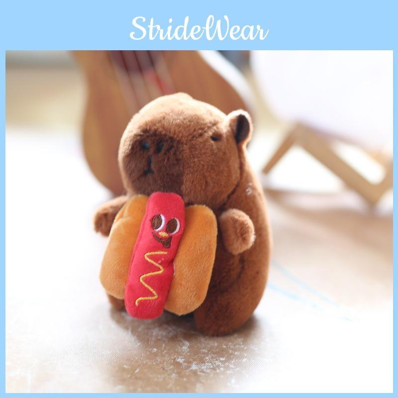 Hamburger Fries Capybara Hot Dog Plush Toy Pp Cotton Stuffed Keychain Bag Decor