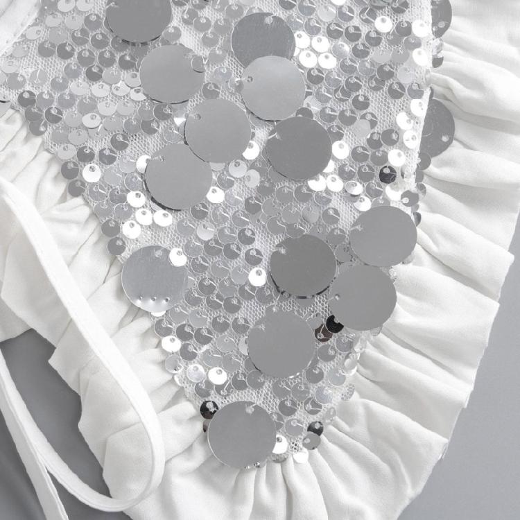 Sophisticated Sparkling Sequins Cape False Collar Elegant Pleated Ruffled Layering Shawl Clothing Accessory for Dress