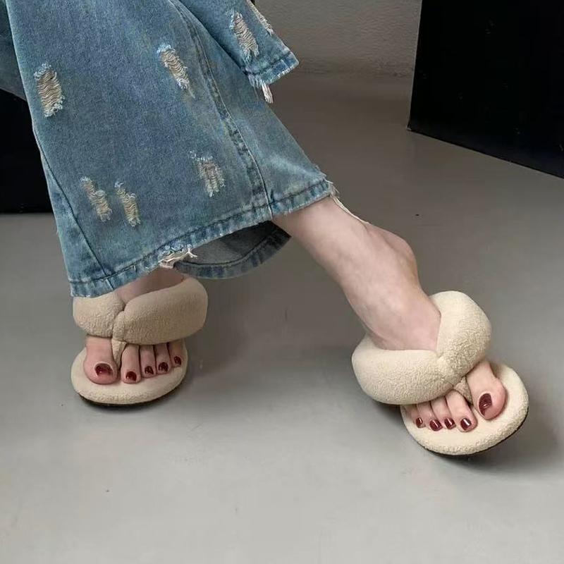 Fashion Wedges Women Slippers Clip Toe Fashion Cotton Shoes Dress Designer Woman Heeled Shoes 2025 Autumn Luxury Brand Ladies Zapatos