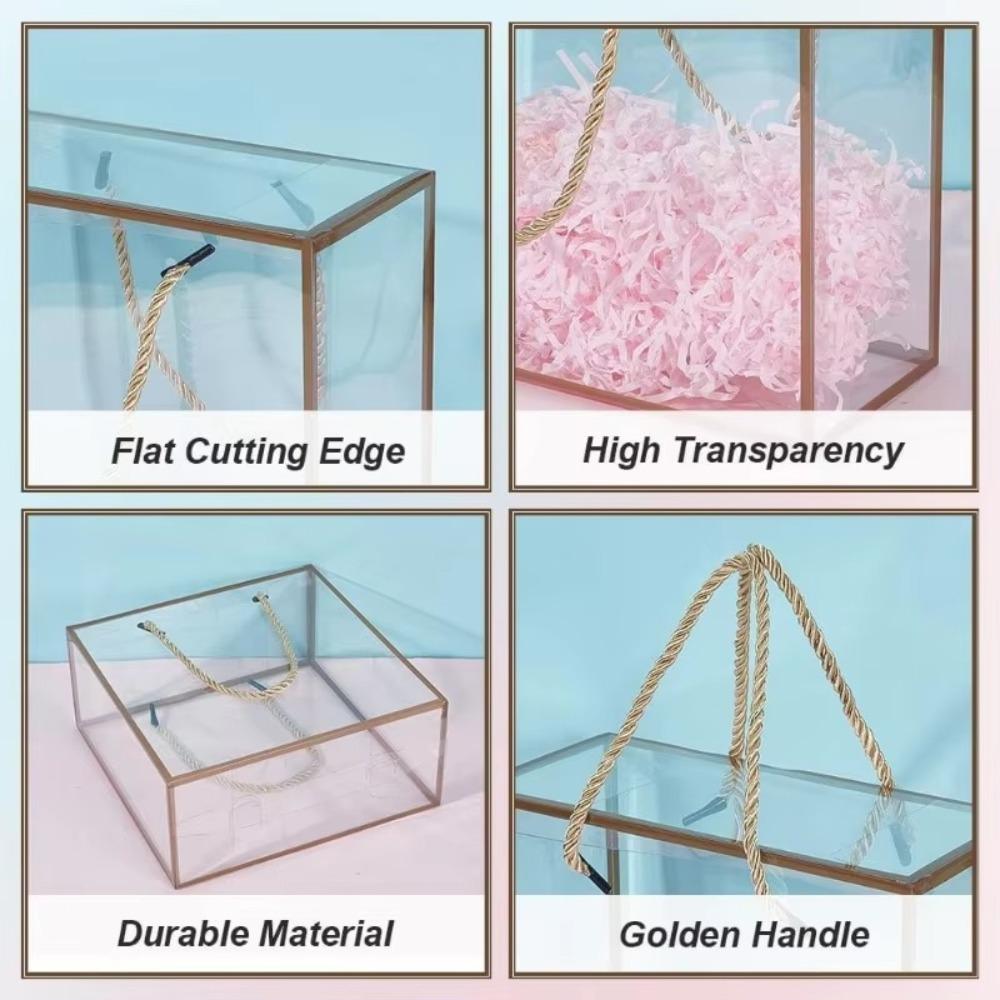 2 Stück Transparente Plastik-Süßigkeitenbox mit Griffen PVC Souvenir-Tragetasche Geschenktüte Blumenarrangements Geschenkverpackungstaschen