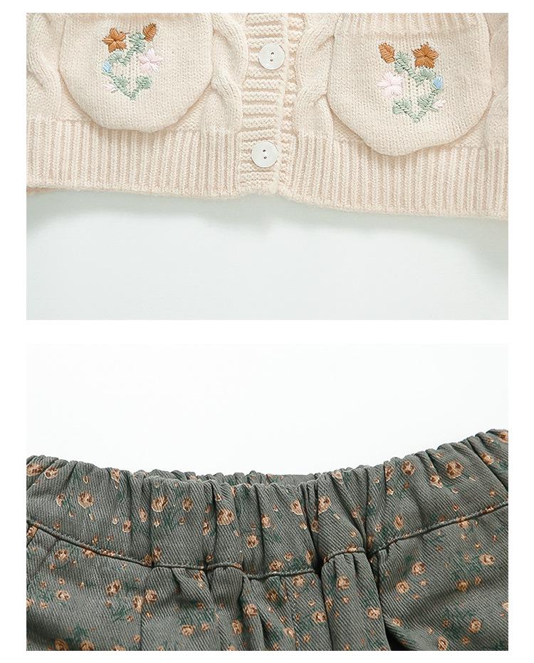 Dívčí kardigan a outfit podzim 2025: Jarní/podzimní dvoudílný set v korejském stylu