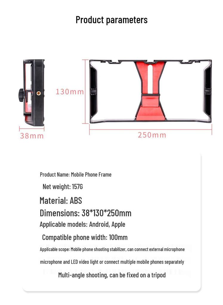 Desktop Tripod Stabilizer for Mobile Live Broadcast with Rabbit Cage Frame