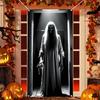 Halloween Horror Door Banner Long Haired Skeleton Ghost Haunted House Entrance Decor Spooky Theme Party  Courtyard Ornament