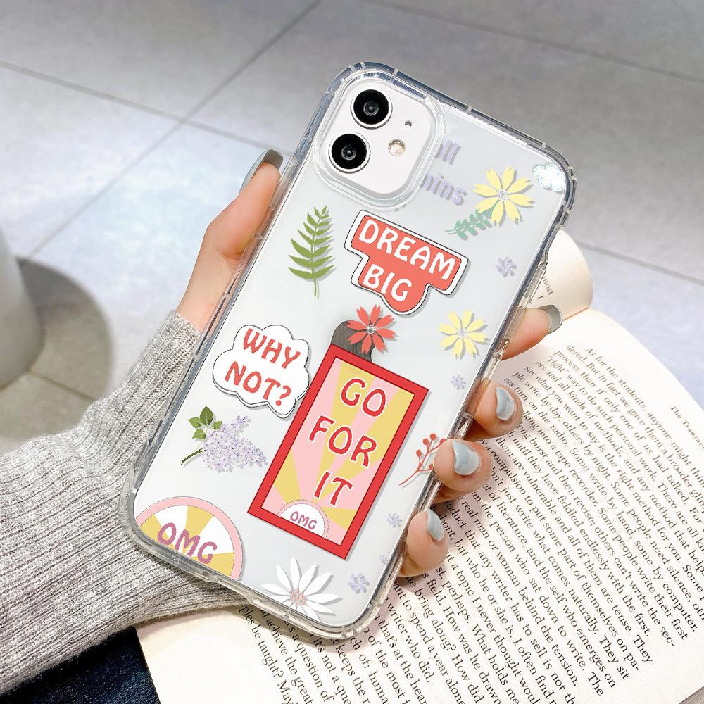 Cartoon Painting for iPhone17Pro for Apple 16 Air Cushion 15 Anti-drop 14 Transparent Mobile Phone Case Soft Case