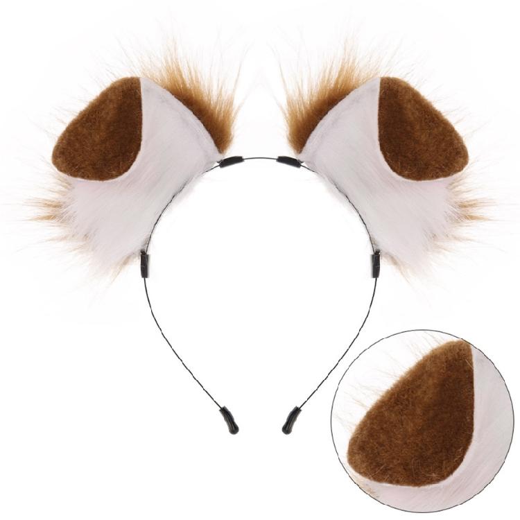 2Pcs Faux Furs Animal Tail Dog Ears Headband Dog Costumes Halloween Cosplay Costumes for Adult Kids