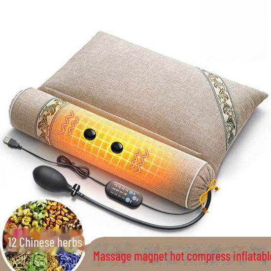 

Подушка для массажа шеи с подогревом и полынной терапией для сна и поддержки шеи 52x38x11 cm