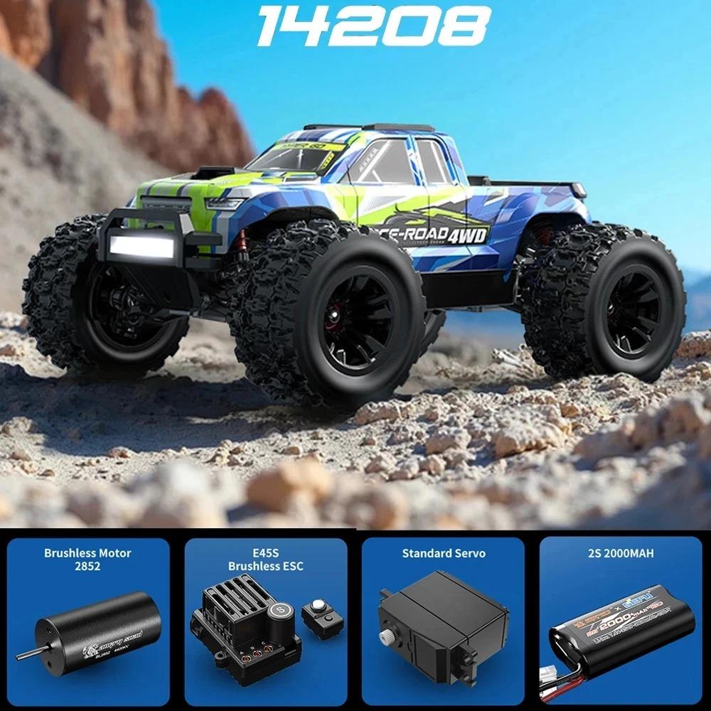 Coche de Control Remoto MJX 14207 Hyper Go 1/14 4WD 2.4G 55KM/H Vehículo de Deriva sin Escobillas Coche de Carreras Coche con Mando a Distancia Camión Todoterreno Juguetes
