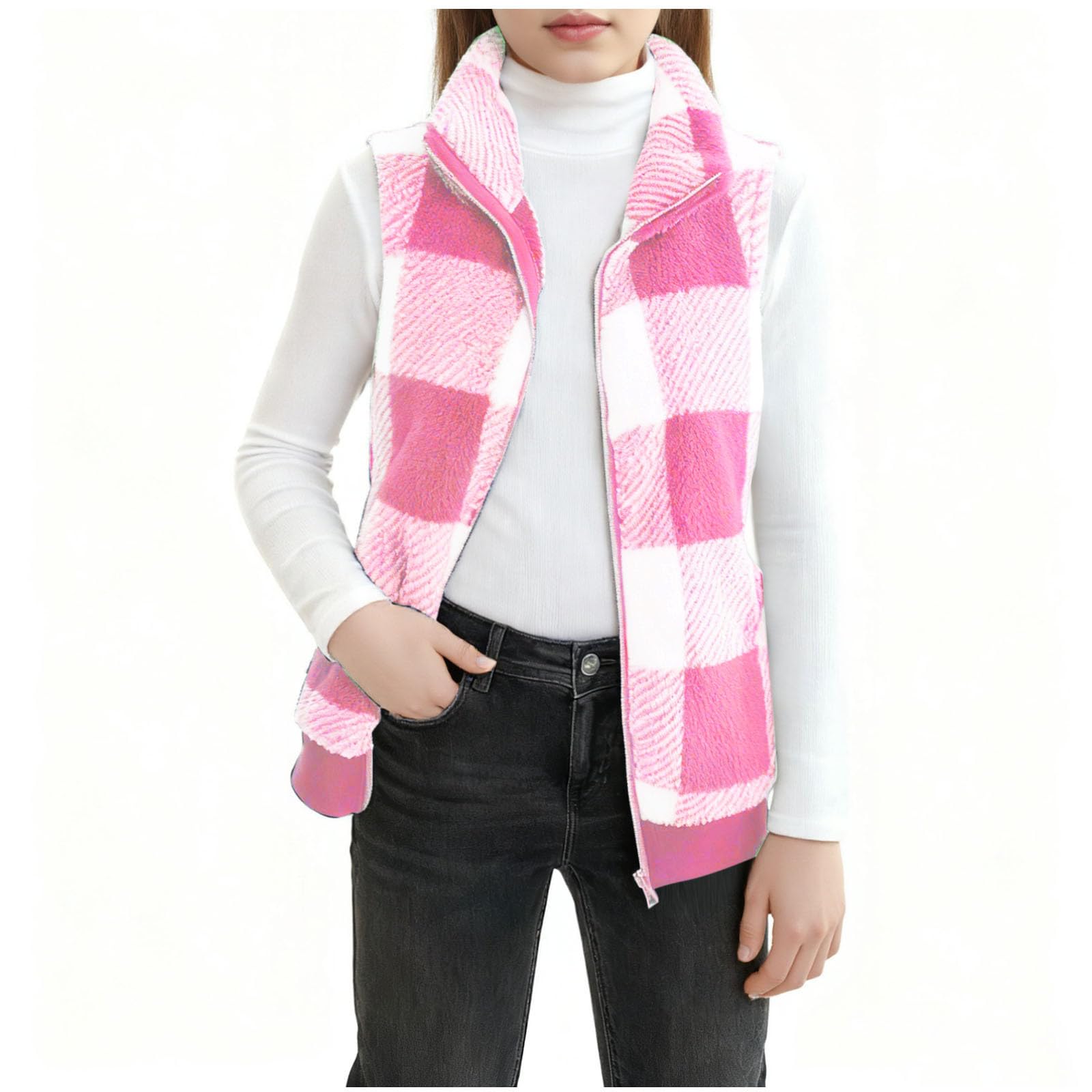 

Fashionable, -looking, Comfortable, Warm, Sleeveless Zipper Children s Vest 170 розовый