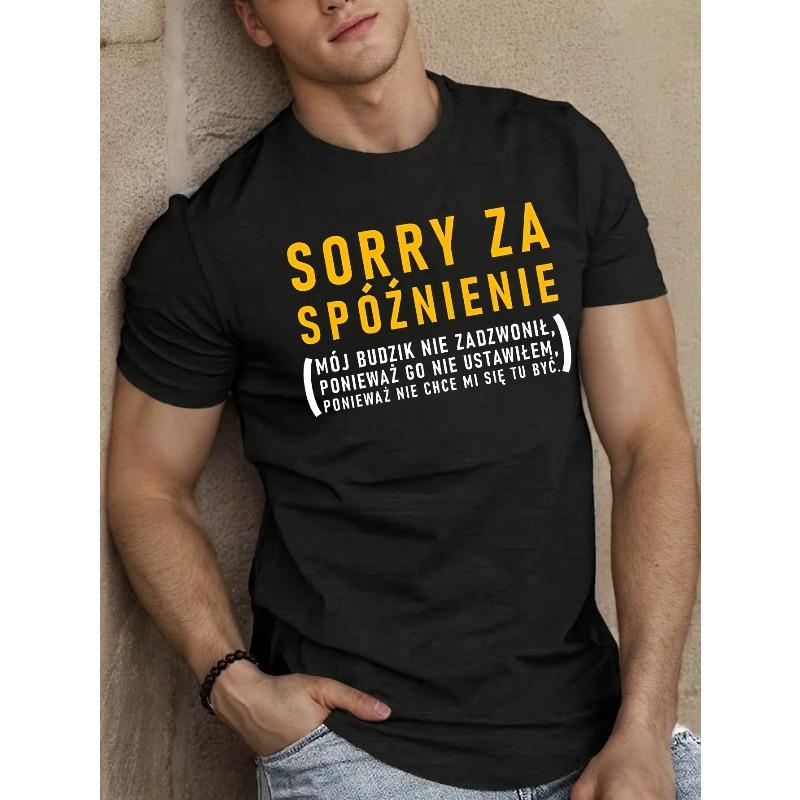 

Men S Short-Sleeve Summer T-Shirt with Fun Polish Language Designs 4XL чорний