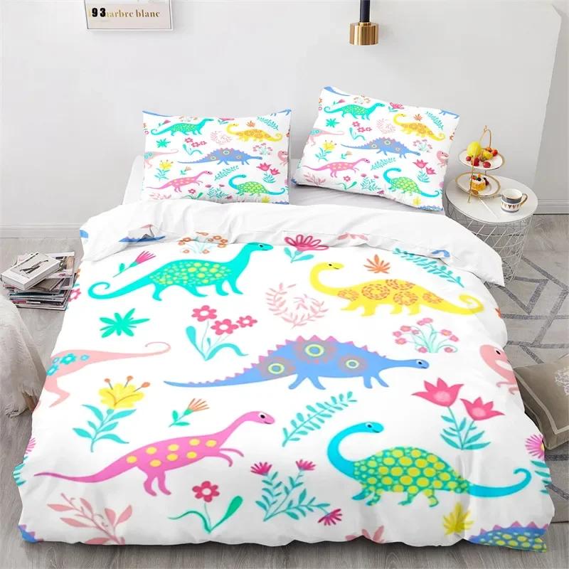 

Підодіяльник з мультяшним динозавром з мікрофібри Дитяча постільна білизна із милими тваринами Серія Юрського періоду Пододіяльник для дівчаток хлопчиків підлітків EU Single(135x200cm)