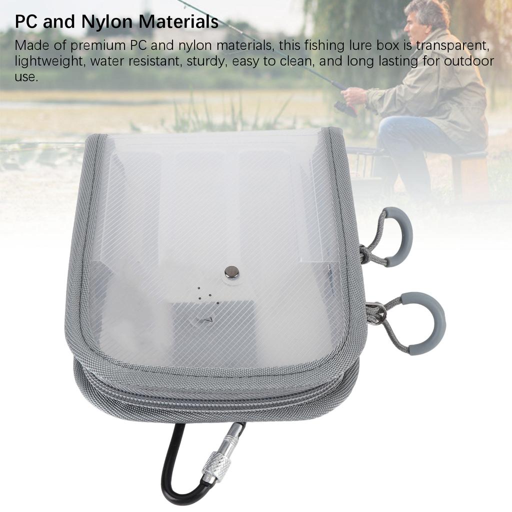 Fishing Tackle Storage Tray PC Nylon 6 Compartments Water Resistant Fishing Lure Box Hanging Buckle Dual  for Jewelry