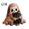 Halloween DIY Patchwork-Set Geister-Set, Niedliches Puppen-Nähset mit vorgeschnittenen Herbst-Bastelmaterialien für Erwachsene Stoffe, Feiertags-Handgemachtes Geschenk, Zuhause