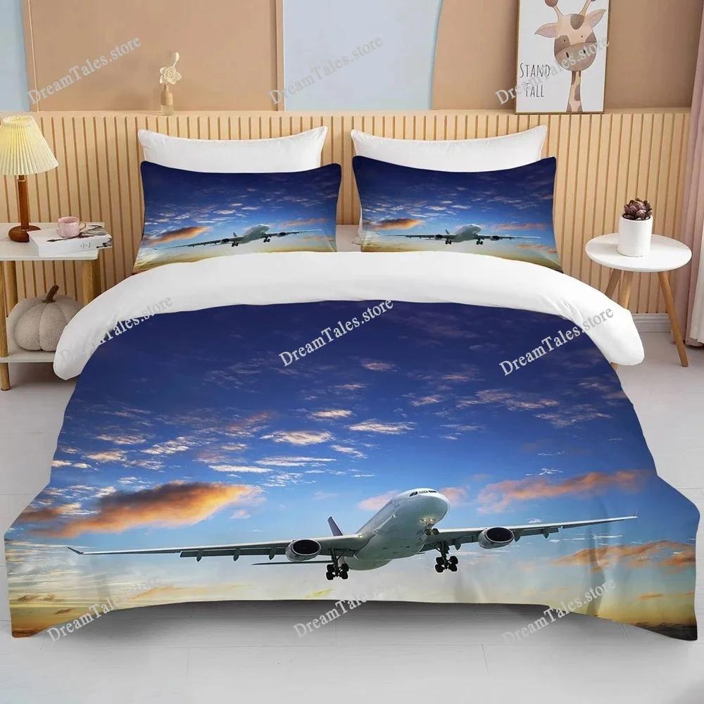 Fashion 3D Printed Airplane Plane Bedding Set Cartoon Duvet Covers with Pillowcases Soft Bedclothes Custom Bed Linen Drop Ship