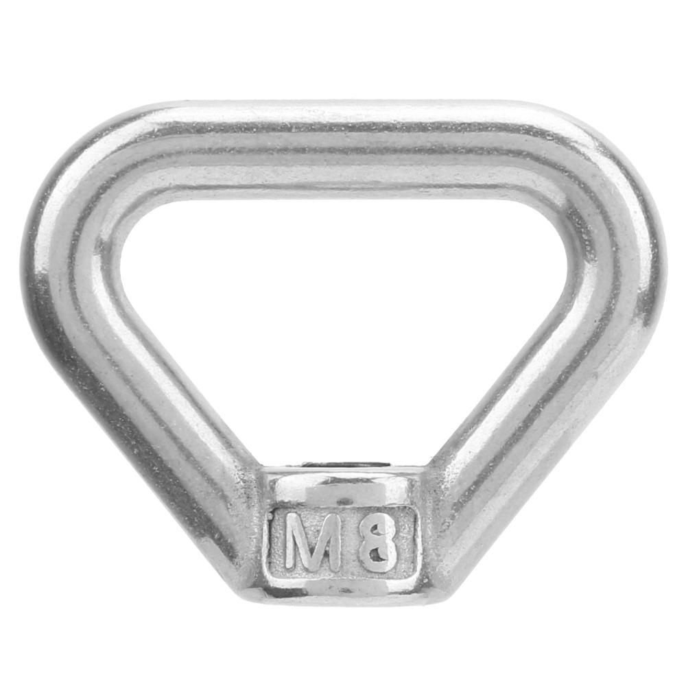6 pcs M8 Thread Lifting Eye Nut Silver Triangle Shape Triangle Ring Nut Female Thread 304 Stainless Steel Eye Bolt Nut