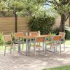 VidaXL 7-Piece Garden Dining Set In Grey Steel and Solid Acacia Wood 3284354