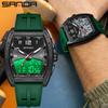 SANDA New Outdoor Sport Man Watch Silicone Strap Military Multifunction Luminous 5Bar Waterproof Clock Fashion Men's Watch 6331