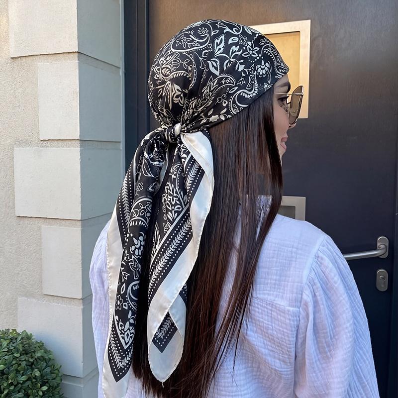 Satin Scarf Fashion Hijab Square Turban Female Luxury Bandana Headscarf Handkerchief Neckerchief Windproof Shawl Wraps Headband