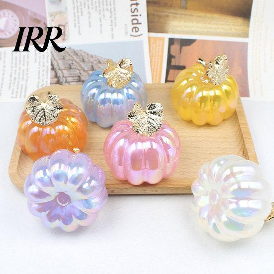 Electroplated Leaves Ornament Acrylic Simulation Pumpkin Decor, Halloween Fake Desktop Decoration for Table Car, Spooky Party Centerpiece Home Decor