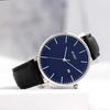 BUREI Men's Analog Watch Leather Waterproof Simple Business Date Quartz White Black Stylish Slim Watch