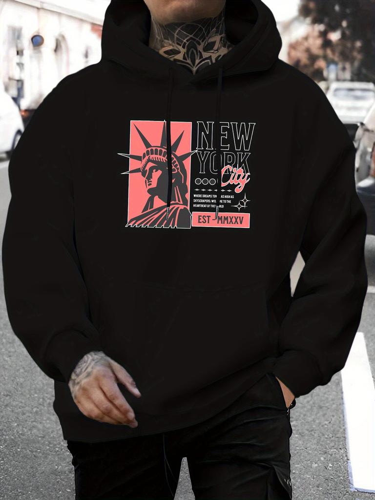 unisex New Stylish And Personalized Hoodie Featuring a New York Letter Print, Perfect for Casual Wear in Autumn And Winter, Comfortable And Versatile