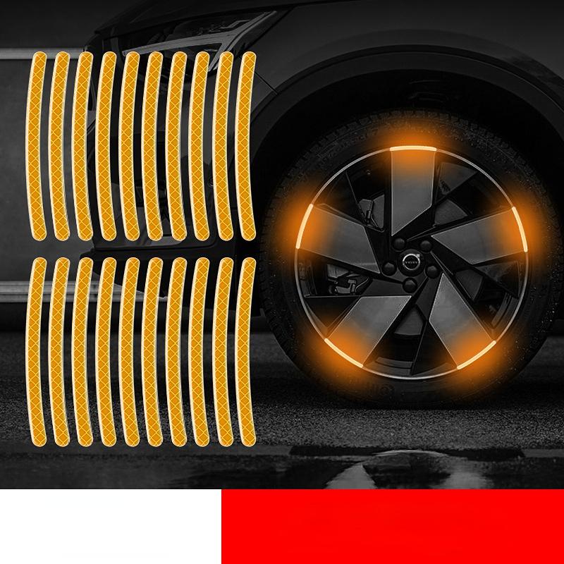 NEW 10/20pcs Car Hub Reflective Sticker Car Accessories Decorative Strips General for Use of Bicycle Automobile and Motorcycle Tyre