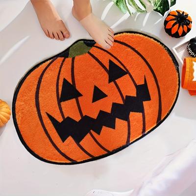 Halloween Carpet Pumpkin Shape Doormat Soft Mat Living Room Carpet Rug For Bedroom Absorbent Bathroom Mat Home Decoration