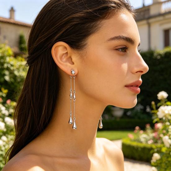 1 Paar Lange Ohrringe Wassertropfen Quaste Leichte Flexible Kette Ohrringe für Damen Verlängerndes Design Leichte Alltagsohrringe