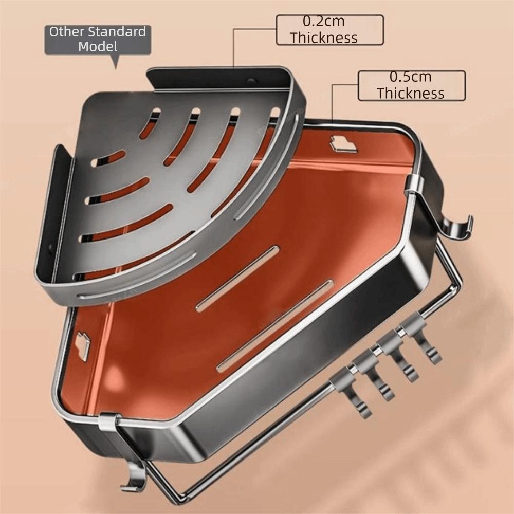 No Drilling Suction Cup Triangle Storage Rack Large Capacity Space Saving Wall Corner Shelf Strong Load-bearing Rustproof