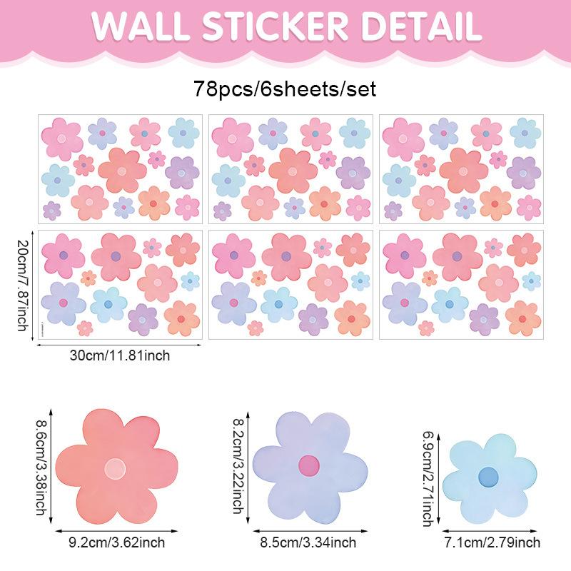 Bohemian Flower Wall Sticker Watercolor Daisy Self-adhesive Pvc Sticker Children's Room Bedroom Living Room Wall Decoration