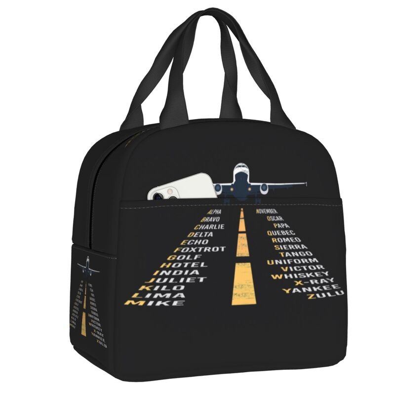 Aviation Arrival Departure Thermal Insulated Lunch Bag Aviator Airport Plane Portable Lunch Tote for Picnic Storage Food Box