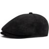Nieuwe pet van PU-imitatieleer, modieuze vintage baret voor mannen en vrouwen, geschikt voor de lente en herfst, platte pet met klep, casual retro hiphop pet.