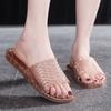 Indoor Woman Slippers Bedroom Slides Flat Crystal Shoes for Women Unique 2025 Luxury New Collection Shoe Summer Sandals On Sale